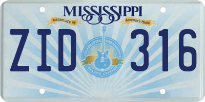 MS license plate ZID316