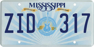 MS license plate ZID317