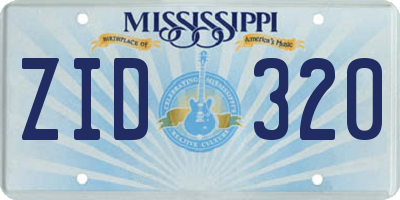 MS license plate ZID320