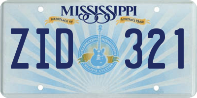 MS license plate ZID321