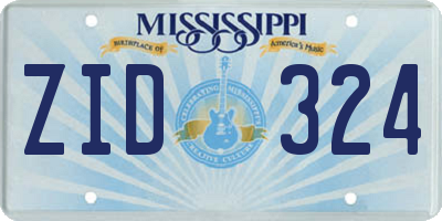 MS license plate ZID324