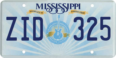 MS license plate ZID325