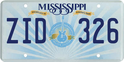 MS license plate ZID326