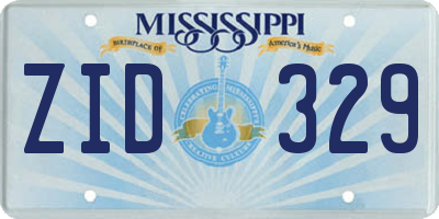 MS license plate ZID329