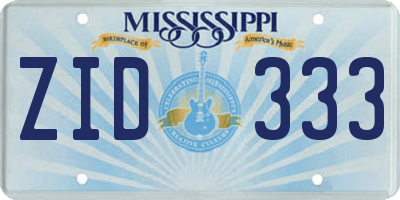 MS license plate ZID333
