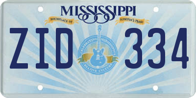 MS license plate ZID334