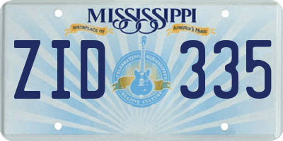 MS license plate ZID335