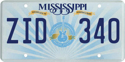 MS license plate ZID340