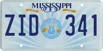 MS license plate ZID341