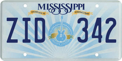 MS license plate ZID342