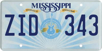 MS license plate ZID343