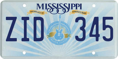 MS license plate ZID345