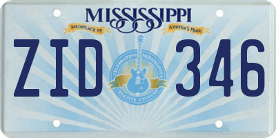 MS license plate ZID346