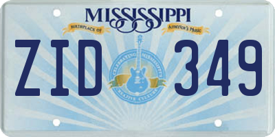 MS license plate ZID349