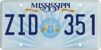 MS license plate ZID351