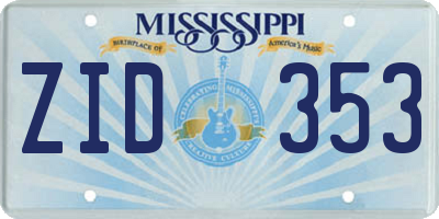 MS license plate ZID353
