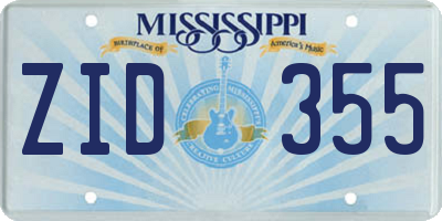 MS license plate ZID355