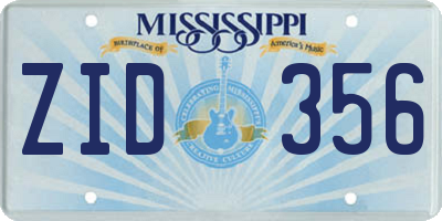 MS license plate ZID356