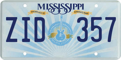 MS license plate ZID357