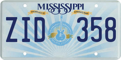 MS license plate ZID358