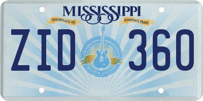 MS license plate ZID360