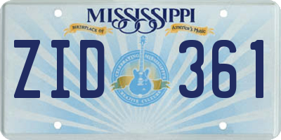 MS license plate ZID361