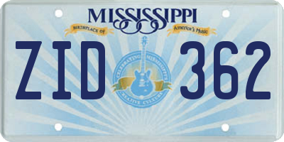 MS license plate ZID362
