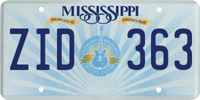 MS license plate ZID363