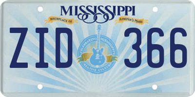 MS license plate ZID366