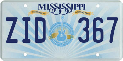 MS license plate ZID367