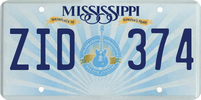 MS license plate ZID374