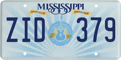 MS license plate ZID379