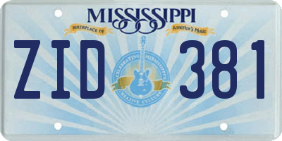 MS license plate ZID381