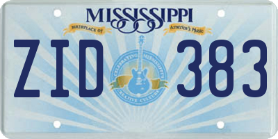 MS license plate ZID383