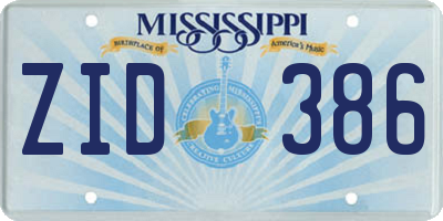 MS license plate ZID386