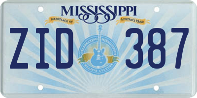 MS license plate ZID387