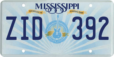 MS license plate ZID392