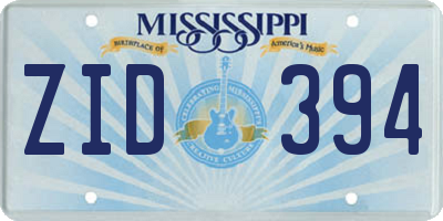 MS license plate ZID394