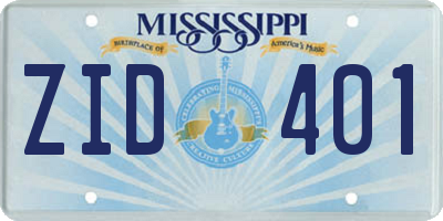 MS license plate ZID401