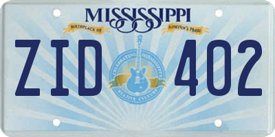 MS license plate ZID402