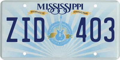 MS license plate ZID403