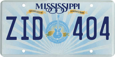 MS license plate ZID404
