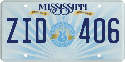 MS license plate ZID406