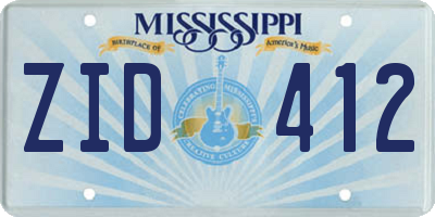 MS license plate ZID412
