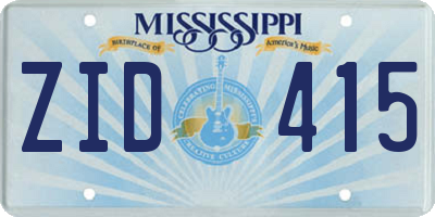 MS license plate ZID415