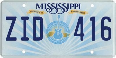 MS license plate ZID416