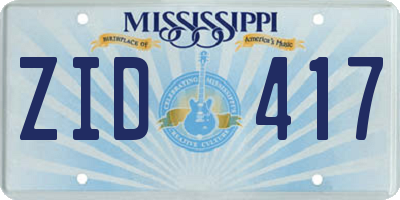 MS license plate ZID417