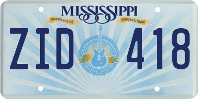 MS license plate ZID418