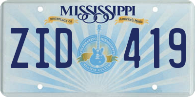 MS license plate ZID419