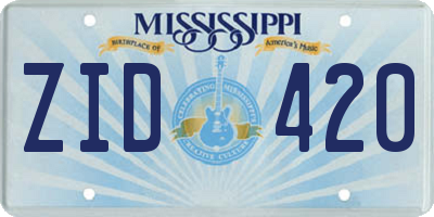 MS license plate ZID420